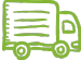 Icône de camion vert représentant la livraison rapide et fiable des copieurs et consommables.
