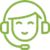 Icône casque micro vert représentant le support client et le service après-vente
